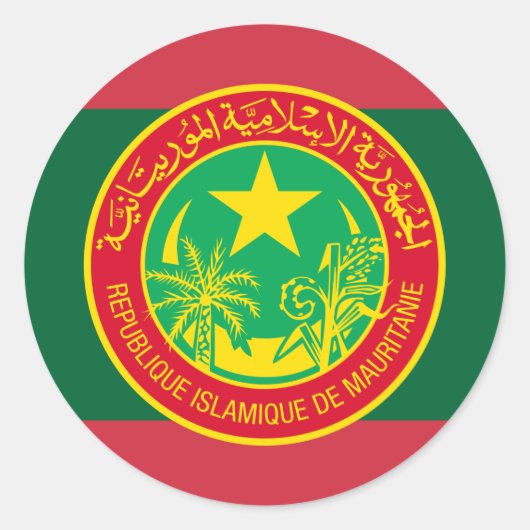 Sticker Rond Drapeau et sceau mauritaniens, Drapeau mauritanien (Devant)