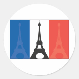 Sticker Rond Drapeau et Tour Eiffel français