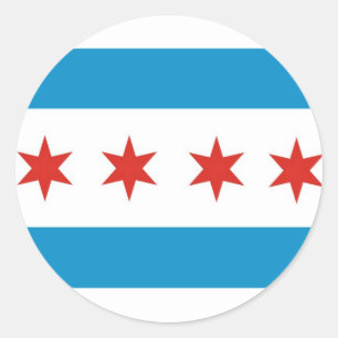 Sticker Rond drapeau Etats-Unis Amérique de ville de Chicago