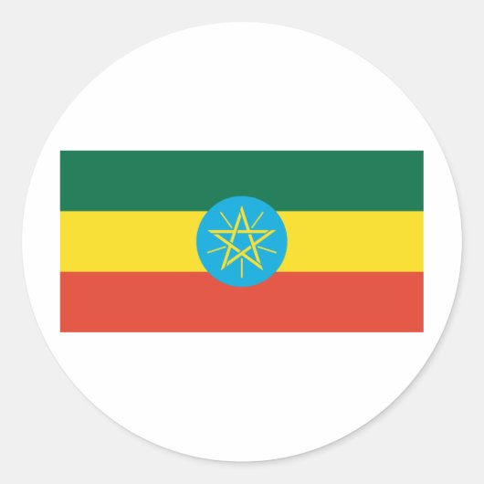 Sticker Rond Drapeau Éthiopie (Devant)