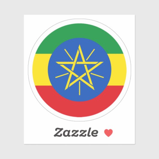 Sticker rond Drapeau Ethiopie (Feuille)