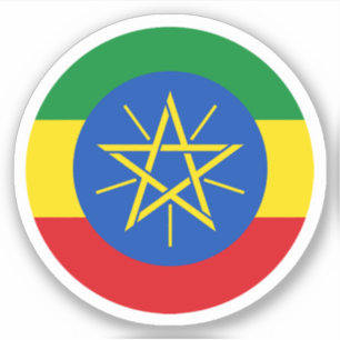 Sticker rond Drapeau Ethiopie