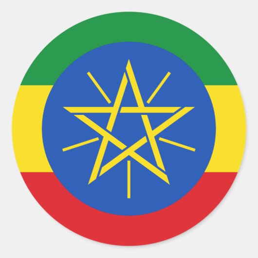 Sticker Rond Drapeau éthiopien (Devant)