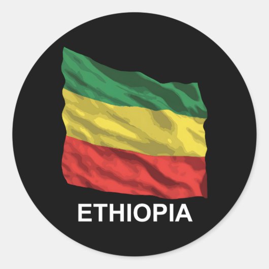 Sticker Rond Drapeau éthiopien (Devant)