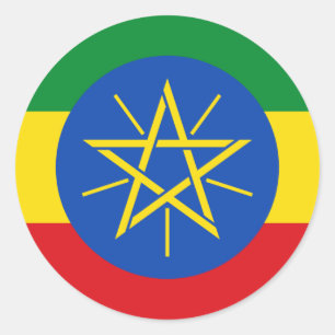 Sticker Rond Drapeau éthiopien, Drapeau de l'Éthiopie