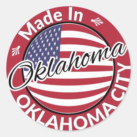 Sticker Rond Drapeau Fabriqué à Oklahoma City Oklahoma USA (Devant)