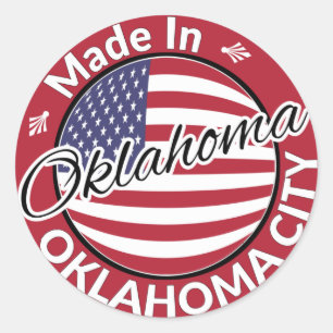 Sticker Rond Drapeau Fabriqué à Oklahoma City Oklahoma USA
