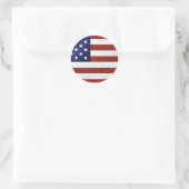 Sticker Rond Drapeau Faux Rouge Blanc Bleu Cuir USA (Sac)