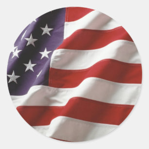 Sticker Rond Drapeau fier et patriotique des Etats-Unis