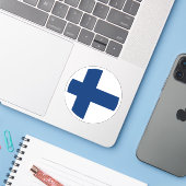 Sticker rond drapeau finlandais (Ordinateur portable avec iPhone)