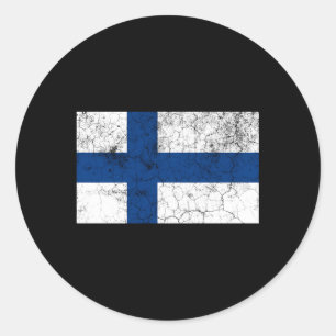 Sticker Rond Drapeau Finlandais De Finlande