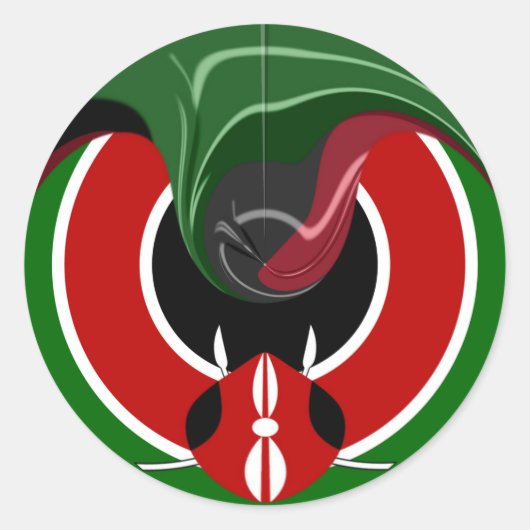 Sticker Rond Drapeau Fluid Kenyan : Un design moderne (Devant)