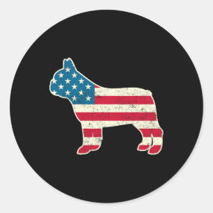 Sticker Rond Drapeau Français Buldog de juillet