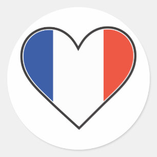 Sticker Rond Drapeau français de coeur