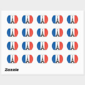 Sticker Rond Drapeau français et tour Eiffel (Feuille)