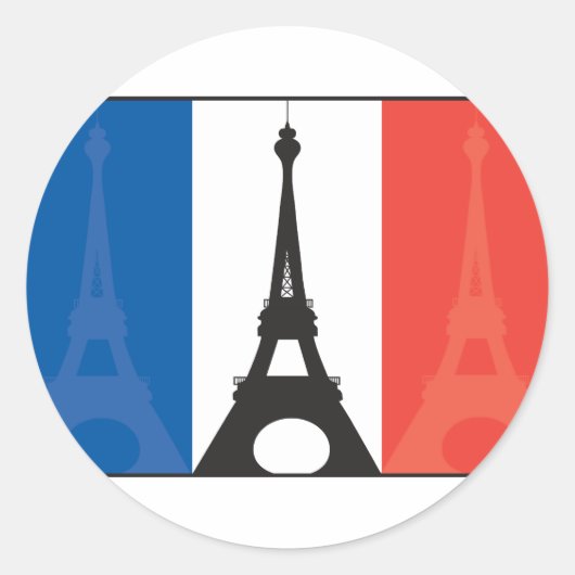 Sticker Rond Drapeau français et tour Eiffel (Devant)