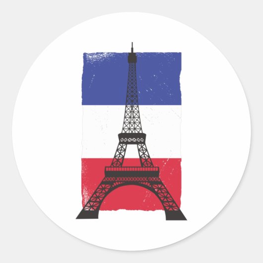 Sticker Rond Drapeau français France (Devant)