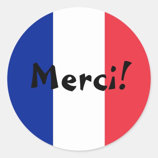 Sticker Rond Drapeau Français Merci ! (Devant)