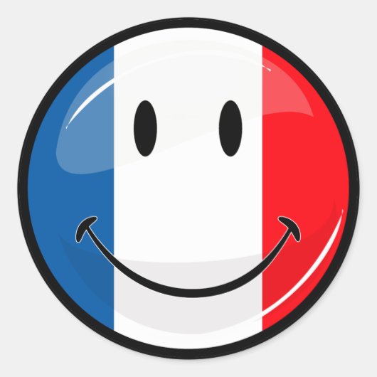 Sticker Rond Drapeau français souriant (Devant)
