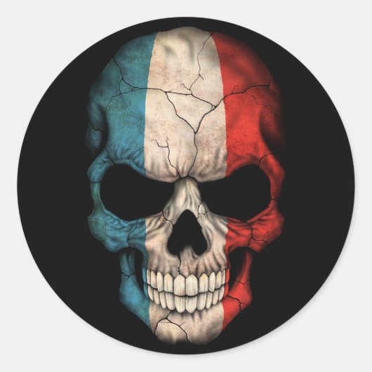Sticker Rond Drapeau français sur noir (Devant)