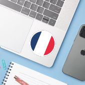 Sticker rond Drapeau France (Ordinateur portable avec iPhone)