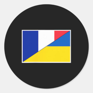 Sticker Rond Drapeau France Ukraine Soutien Citoyen Franco-Ukra
