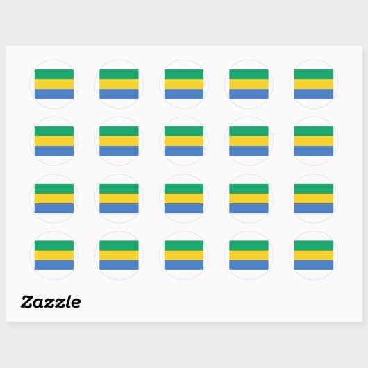 Sticker Rond Drapeau Gabon (Feuille)