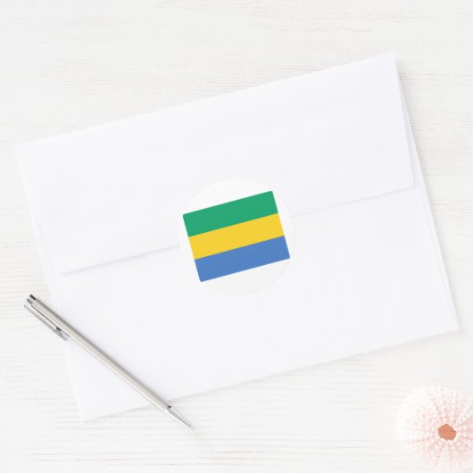 Sticker Rond Drapeau Gabon (Enveloppe)