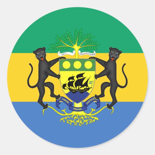 Sticker Rond Drapeau gabonais et armoiries, Drapeau du Gabon (Devant)