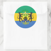Sticker Rond Drapeau gabonais et armoiries, Drapeau du Gabon (Sac)