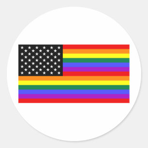 Sticker Rond Drapeau Gay America Pride