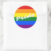 Sticker Rond Drapeau Gay pride arc-en-ciel 6 bandes LGBT (Sac)