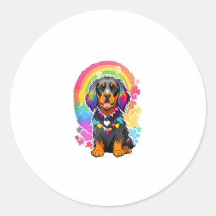 Sticker Rond Drapeau gay pride Gordon Setter Amoureux des chien