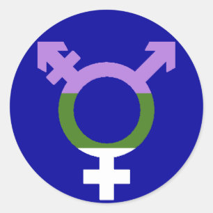 Sticker Rond Drapeau Genderqueer Symbole Trans