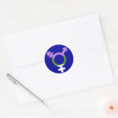 Sticker Rond Drapeau Genderqueer Symbole Trans (Enveloppe)