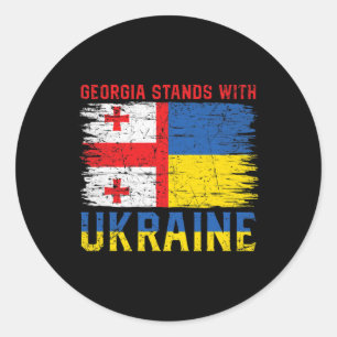 Sticker Rond Drapeau géorgien-ukrainien - Pays amis 