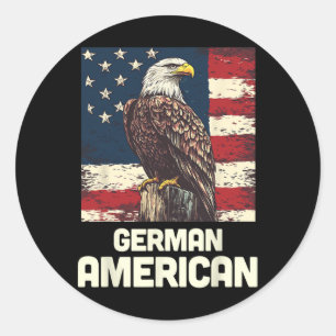 Sticker Rond Drapeau germano-américain patriotique Usa Parti po