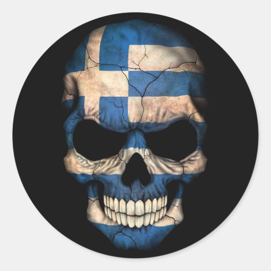 Sticker Rond Drapeau grec en noir (Devant)