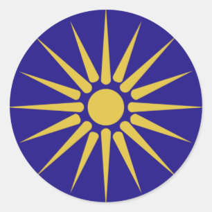 Sticker Rond Drapeau grec Macédoine, Grèce