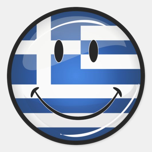 Sticker Rond Drapeau grec souriant (Devant)