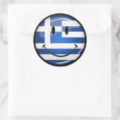 Sticker Rond Drapeau grec souriant (Sac)