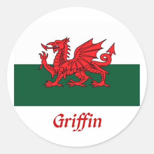 Sticker Rond Drapeau Griffin Welsh (Devant)