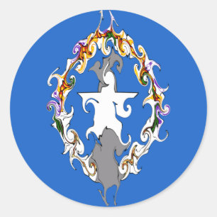 Sticker Rond Drapeau gris des Marianes du Nord