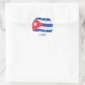 Sticker Rond Drapeau Grunge Cuba (Sac)
