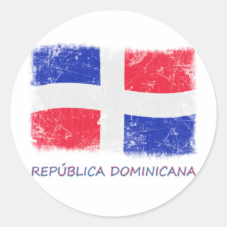 Sticker Rond Drapeau Grunge République Dominicaine