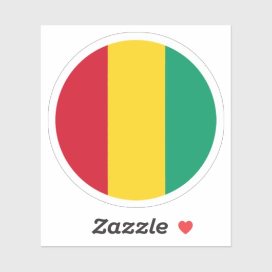 Sticker rond Drapeau Guinée (Feuille)