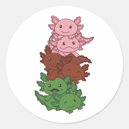 Sticker Rond Drapeau gynosexuel Gander Pride Lgbtq Axolotl Pile (Devant)