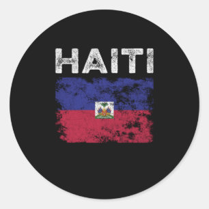 Sticker Rond Drapeau Haïti en détresse - Drapeau haïtien