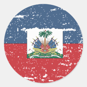 Sticker Rond Drapeau Haïti vintage