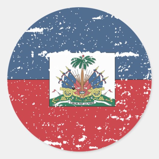 Sticker Rond Drapeau Haïti vintage (Devant)